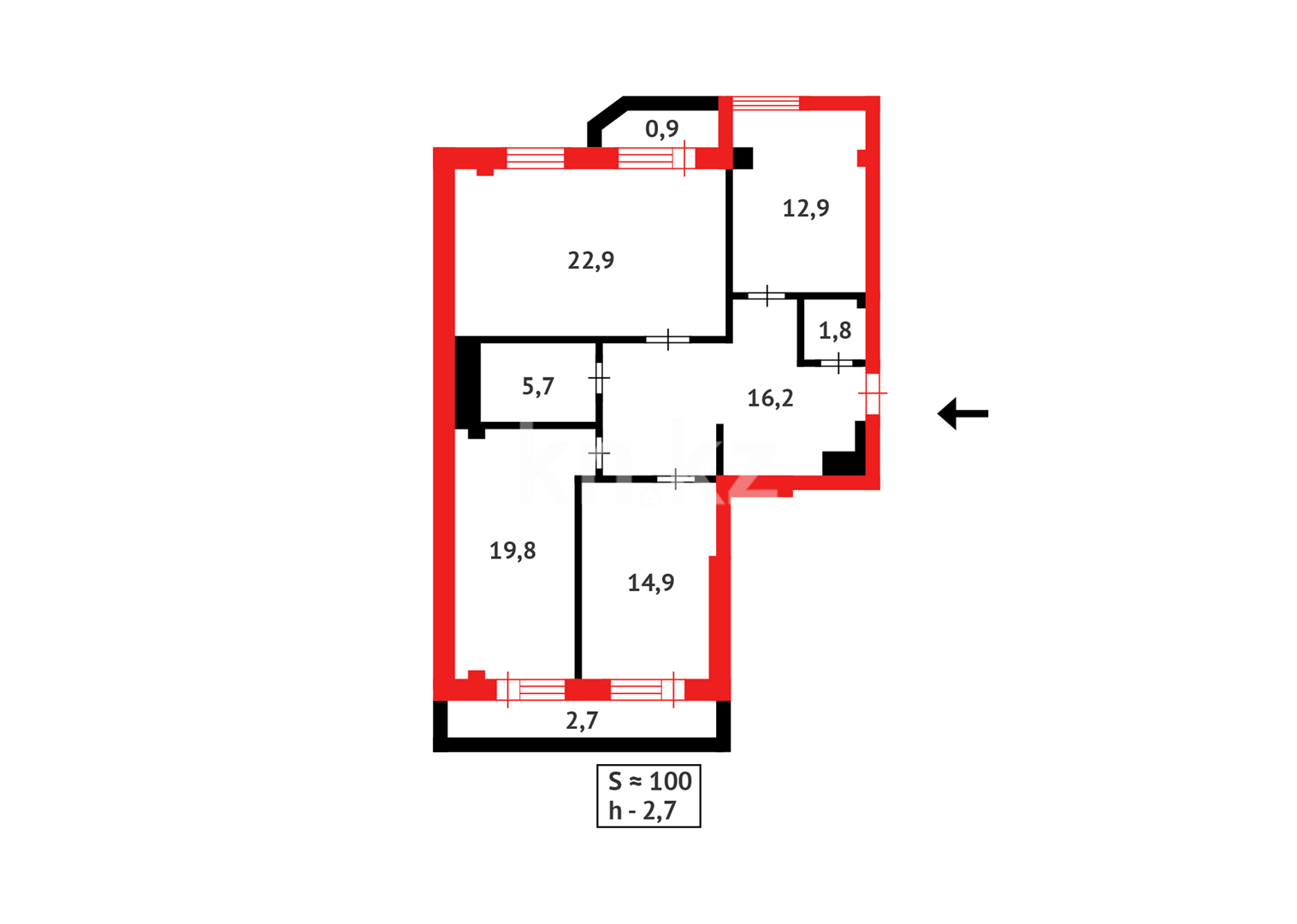 Продажа 3-комнатной квартиры, 97.8 м² - Продажа квартир в Казахстане - страница 307 фото 1 из 1