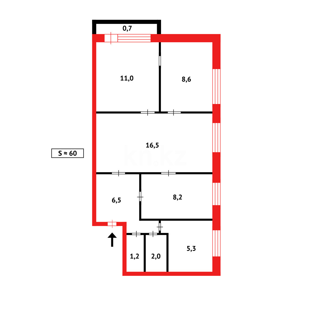 Продажа 4-комнатной квартиры, 62 м², мкр-н 21 - Продажа  четырехкомнатных квартир в Караганде фото 17 из 17