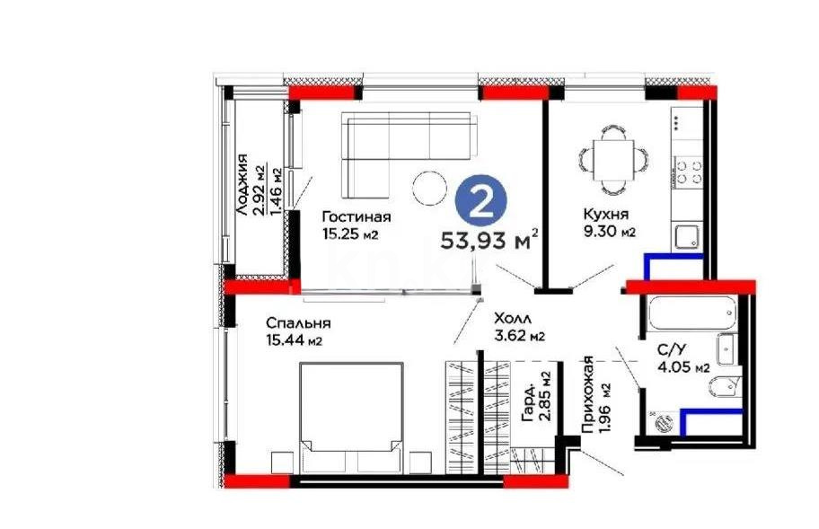Продажа 2-комнатной квартиры, 54 м² - Продажа квартир в Казахстане - страница 18 фото 1 из 1