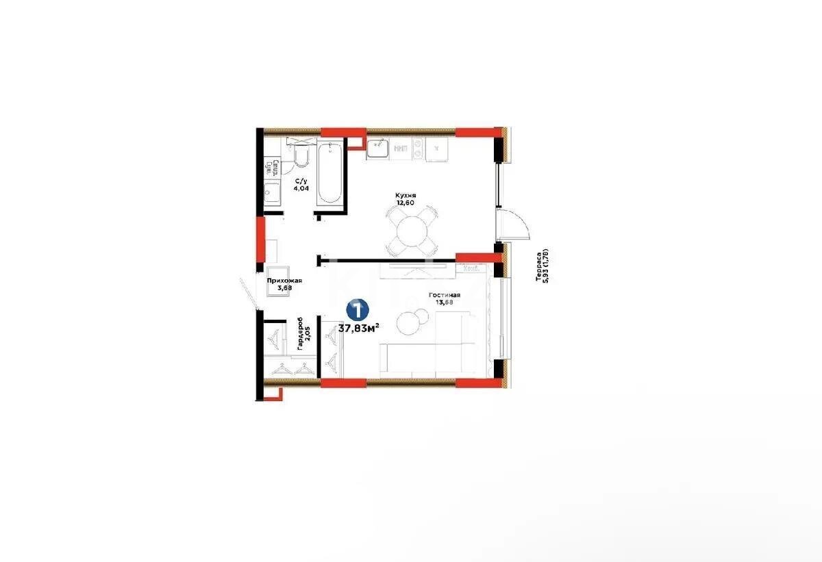 Продажа 2-комнатной квартиры, 43 м² в Астане
