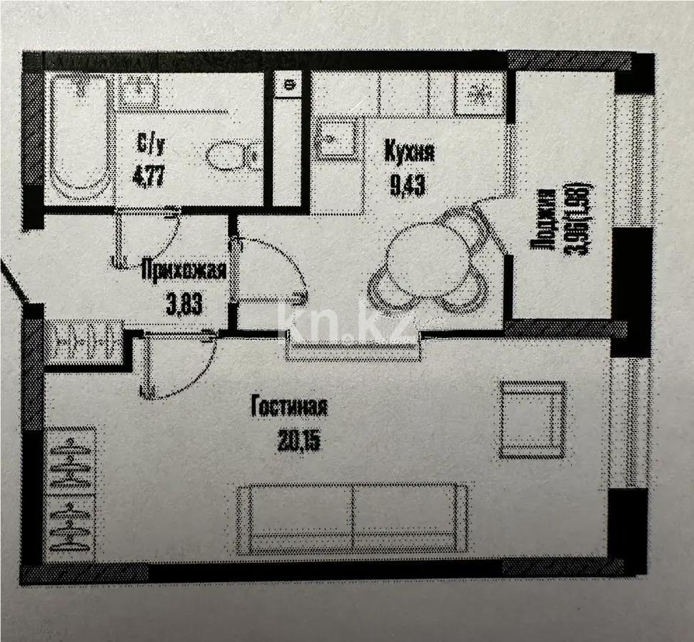 Продажа 1-комнатной квартиры, 40.16 м² - Продажа однокомнатных квартир в Астане - страница 2 фото 1 из 1