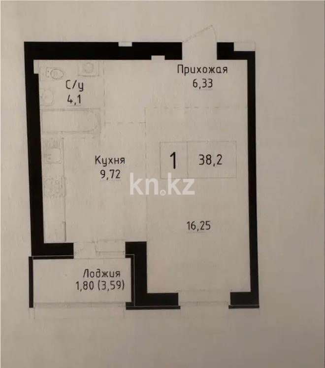 Продажа 1-комнатной квартиры, 38.2 м² в Астане
