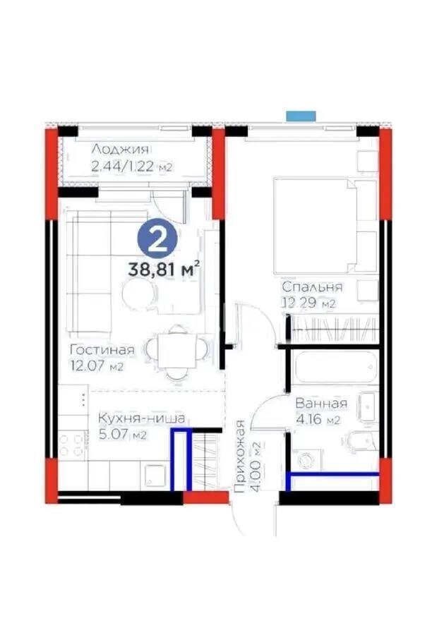Продажа 1-комнатной квартиры, 38.81 м² в Астане
