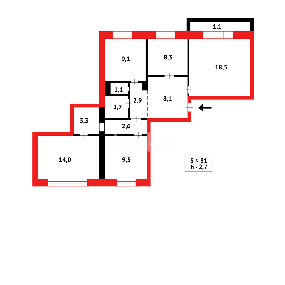Продажа 4-комнатной квартиры, 81 м², мкр-н Степной-3, дом  7 - Продажа  четырехкомнатных квартир в Караганде фото 17 из 17