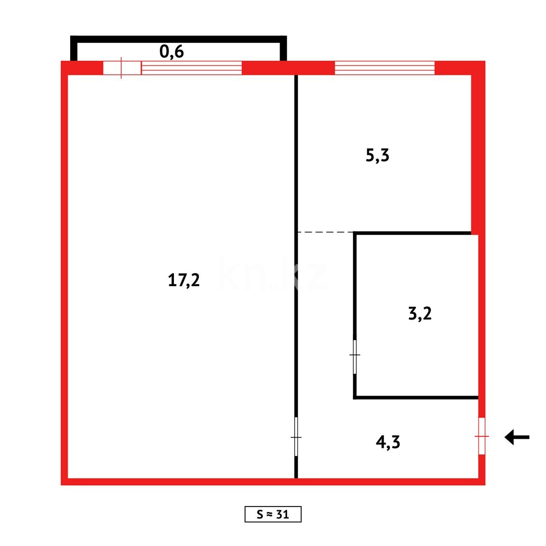 Продажа 1-комнатной квартиры, 32 м² в Караганде - фото 11
