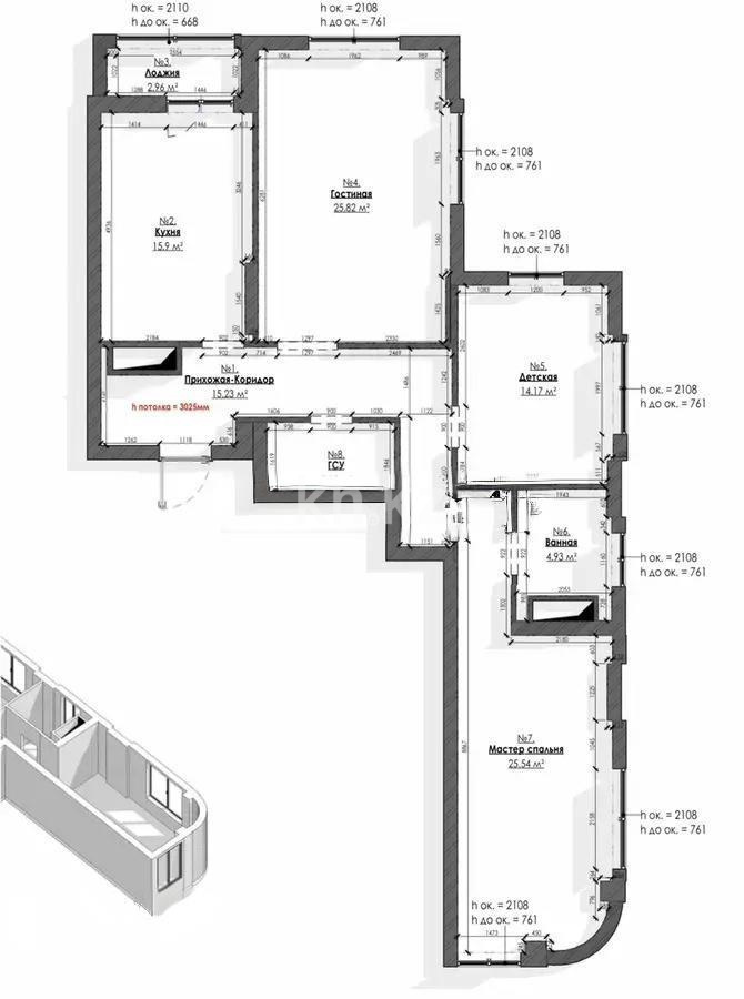 Продажа 3-комнатной квартиры, 110 м², ул. Рыскулова, дом  9 стр - Продажа  трехкомнатных квартир в новостройках Астаны фото 4 из 4