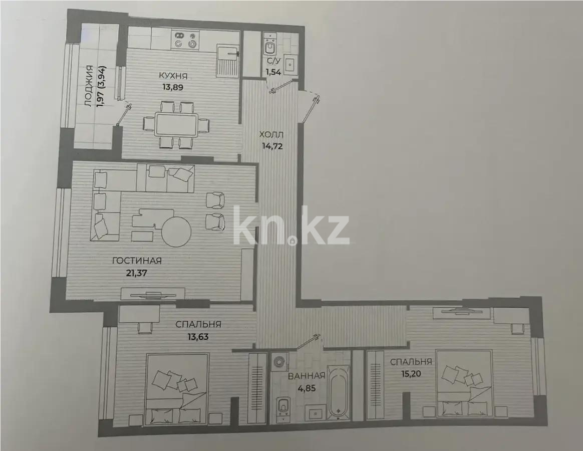 Продажа 3-комнатной квартиры, 90 м², пр. Туран, дом  39/2 стр - Продажа квартир без посредников в Астане фото 1 из 1