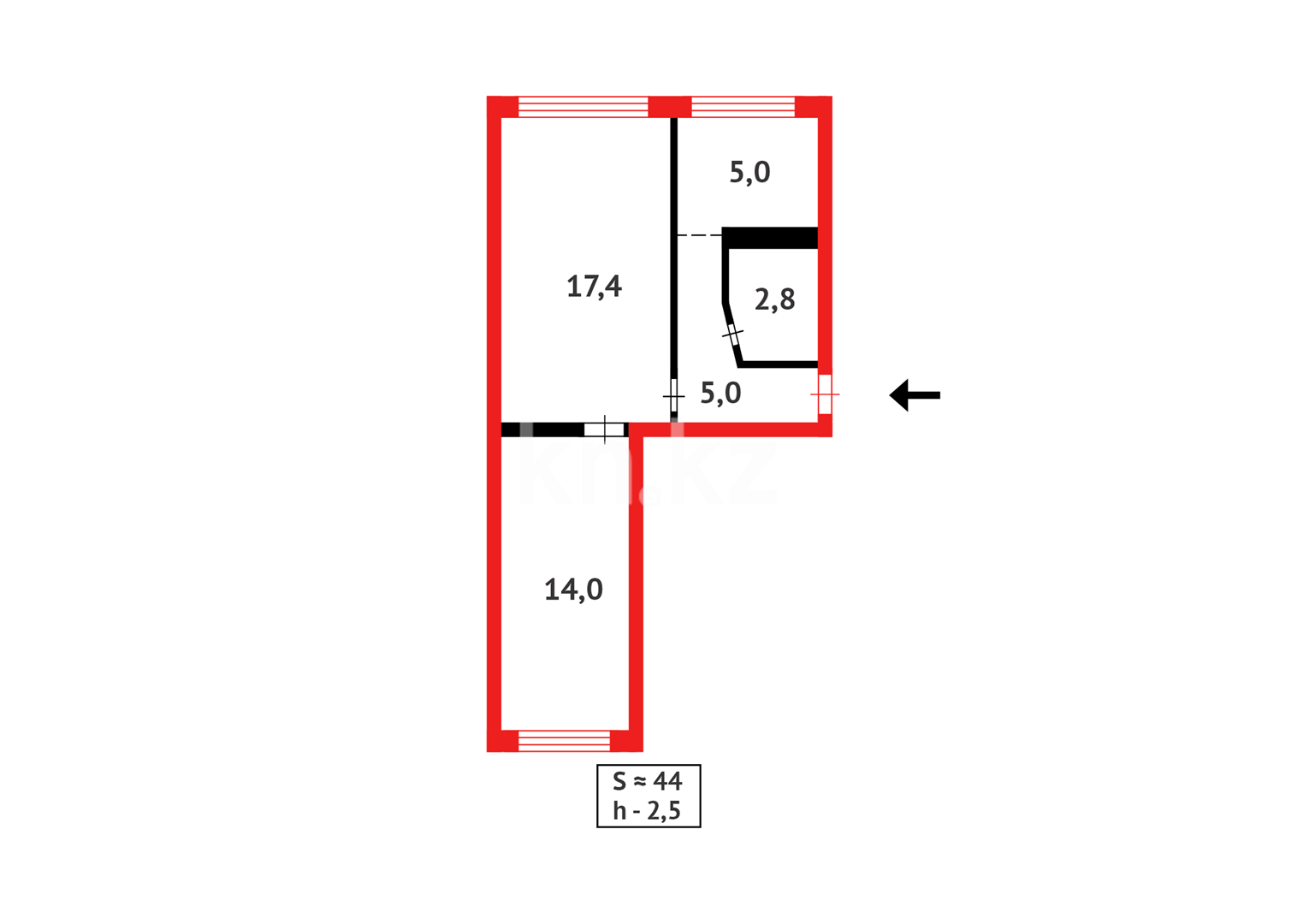 Продажа 2-комнатной квартиры, 47 м² - Продажа квартир в Казахстане - страница 18 фото 12 из 12