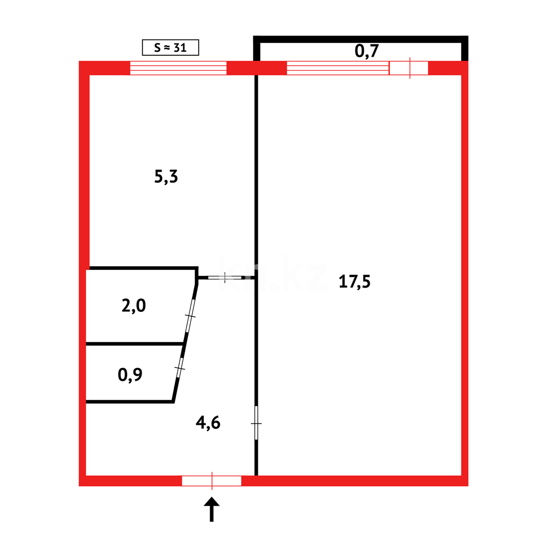 Продажа 1-комнатной квартиры, 30 м² - Продажа однокомнатных квартир в Майкудуке Караганды - страница 3 фото 7 из 7