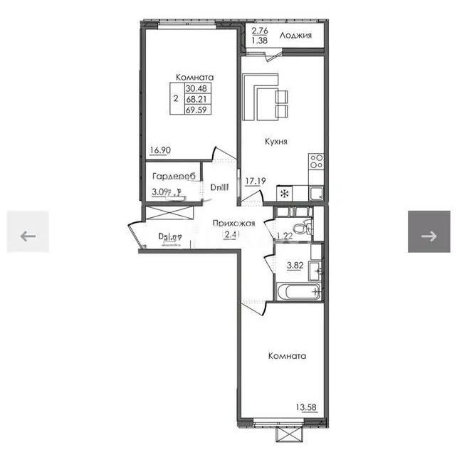 Продажа 2-комнатной квартиры, 65.59 м² - Недвижимость в Казахстане - страница 3 фото 3 из 3