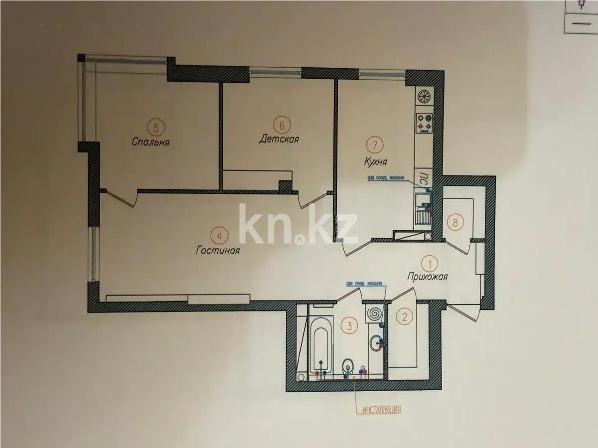 Продажа 3-комнатной квартиры, 78 м² - Продажа трехкомнатных квартир в монолитно-каркасном доме в Казахстане - страница 2 фото 5 из 5