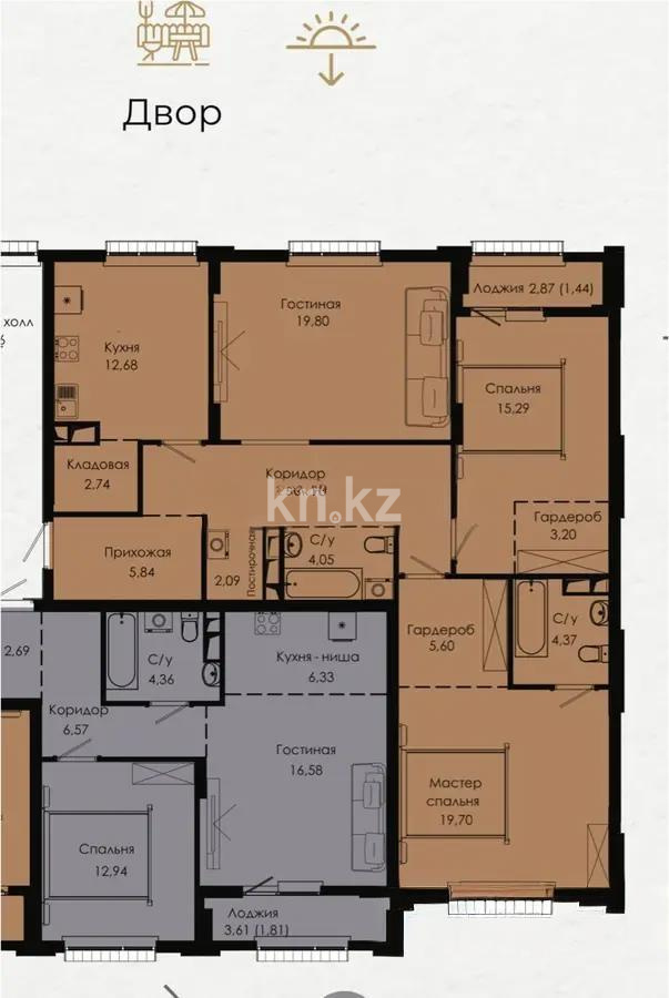 Продажа 3-комнатной квартиры, 109.36 м², ул. Сыганак, дом  22/1 - Продажа квартир в Астане фото 1 из 1