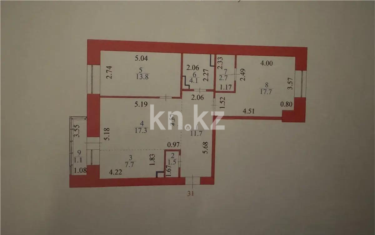 Продажа 3-комнатной квартиры, 77.7 м², ул. Болекпаева, дом  1 в Астане - фото 8