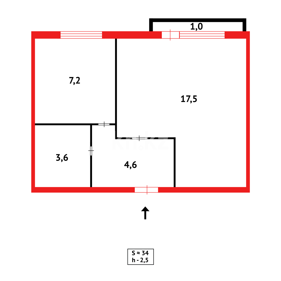 Продажа 1-комнатной квартиры, 36 м², мкр-н 18 - Продажа  однокомнатных квартир в Караганде фото 8 из 8