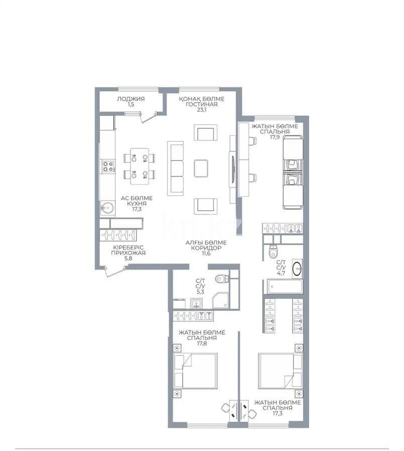 Продажа 4-комнатной квартиры, 122 м², ул. Сатпаева, дом  90/59 стр - Продажа  четырехкомнатных квартир в Алматы без посредников фото 1 из 1