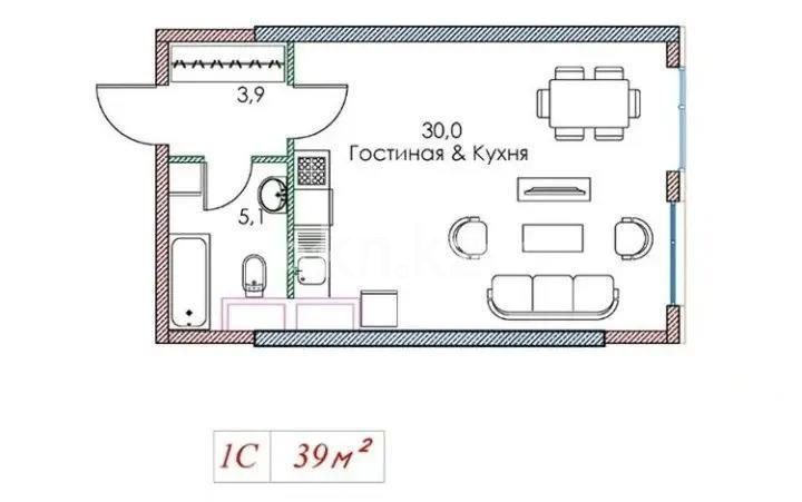 Продажа 2-комнатной квартиры, 42 м², ул. Розыбакиева, дом  158/1 стр - Продажа  двухкомнатных квартир в новостройках Алматы без посредников с фото фото 1 из 1