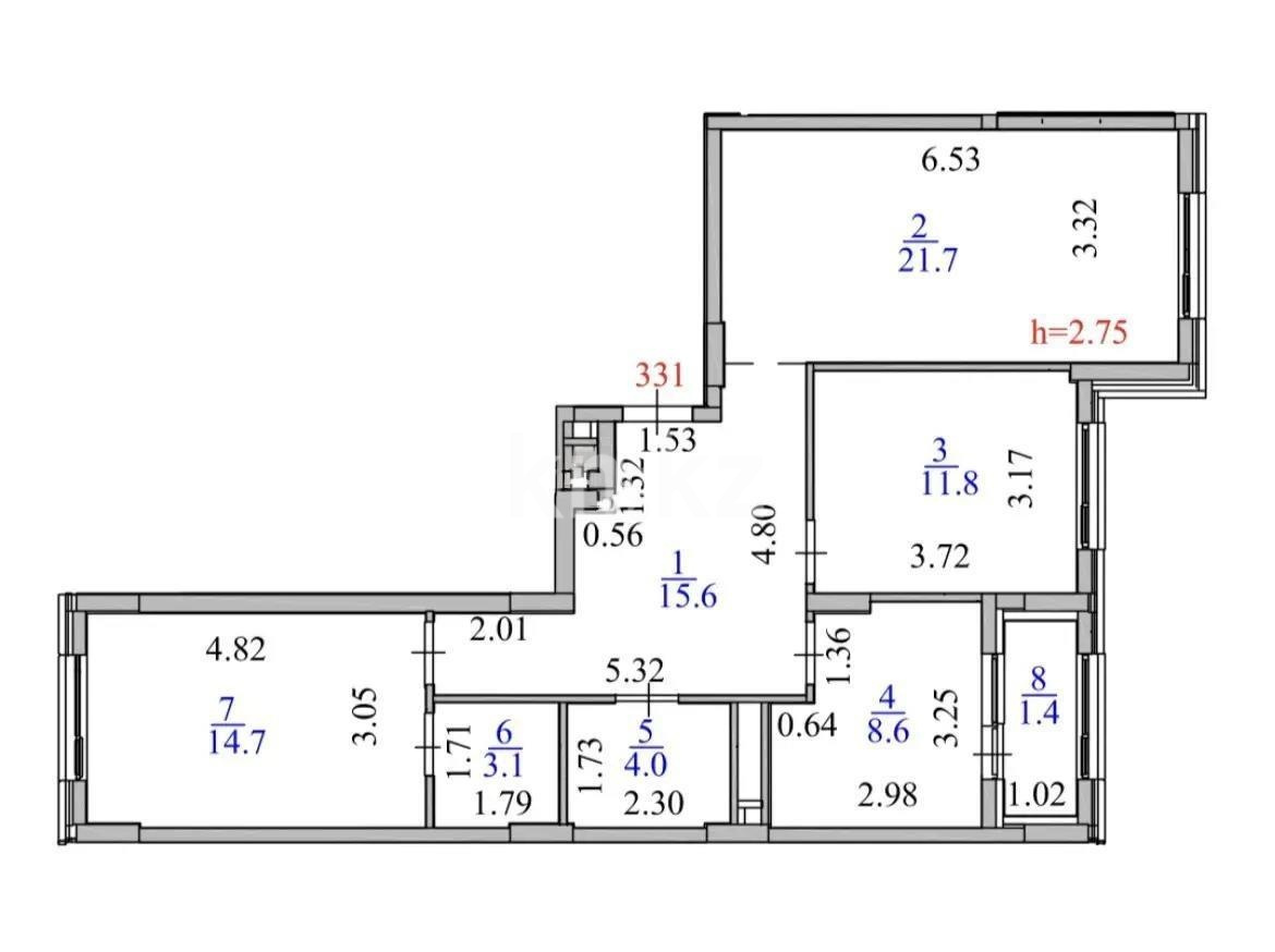 Продажа 3-комнатной квартиры, 82.3 м² в Астане