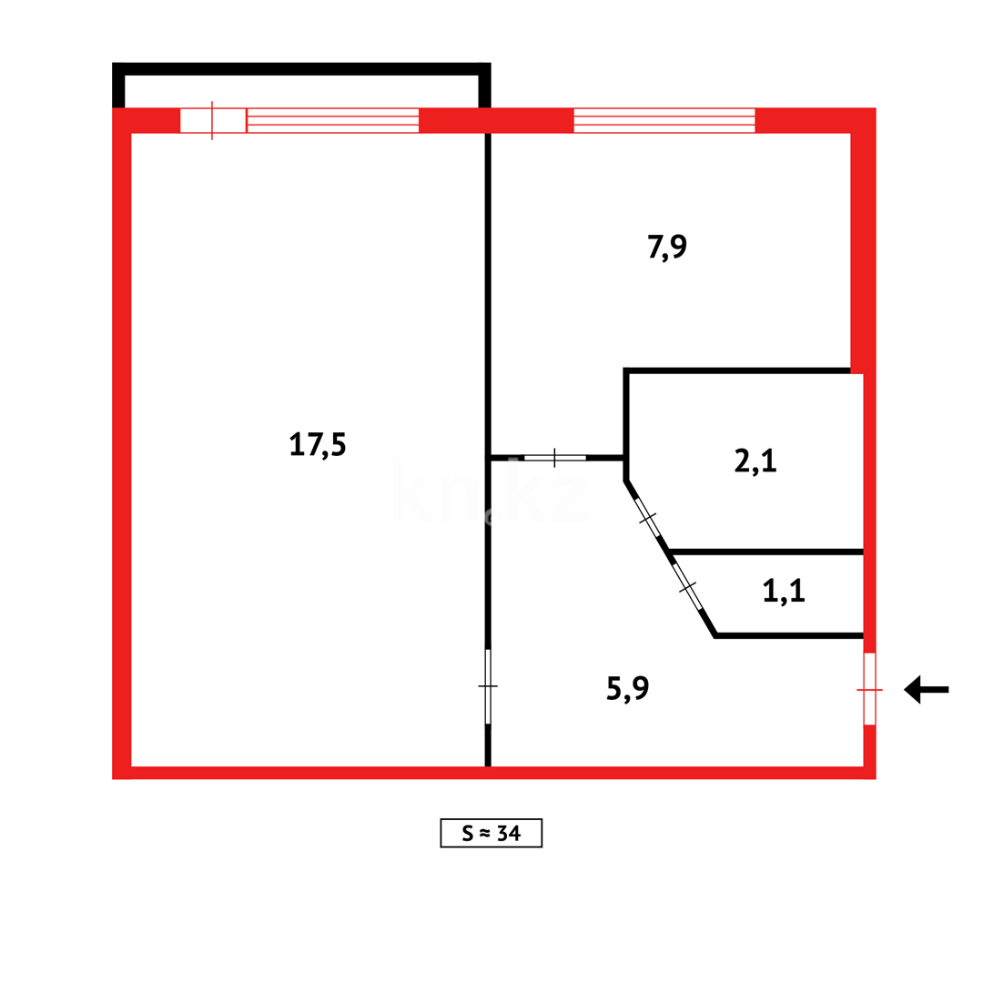 Продажа 1-комнатной квартиры, 34 м² в Караганде - фото 9