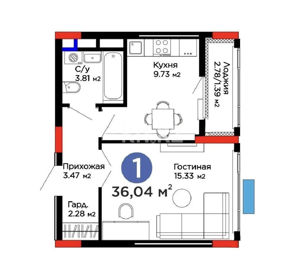 Продажа 1-комнатной квартиры, 36 м² в Астане - фото 4