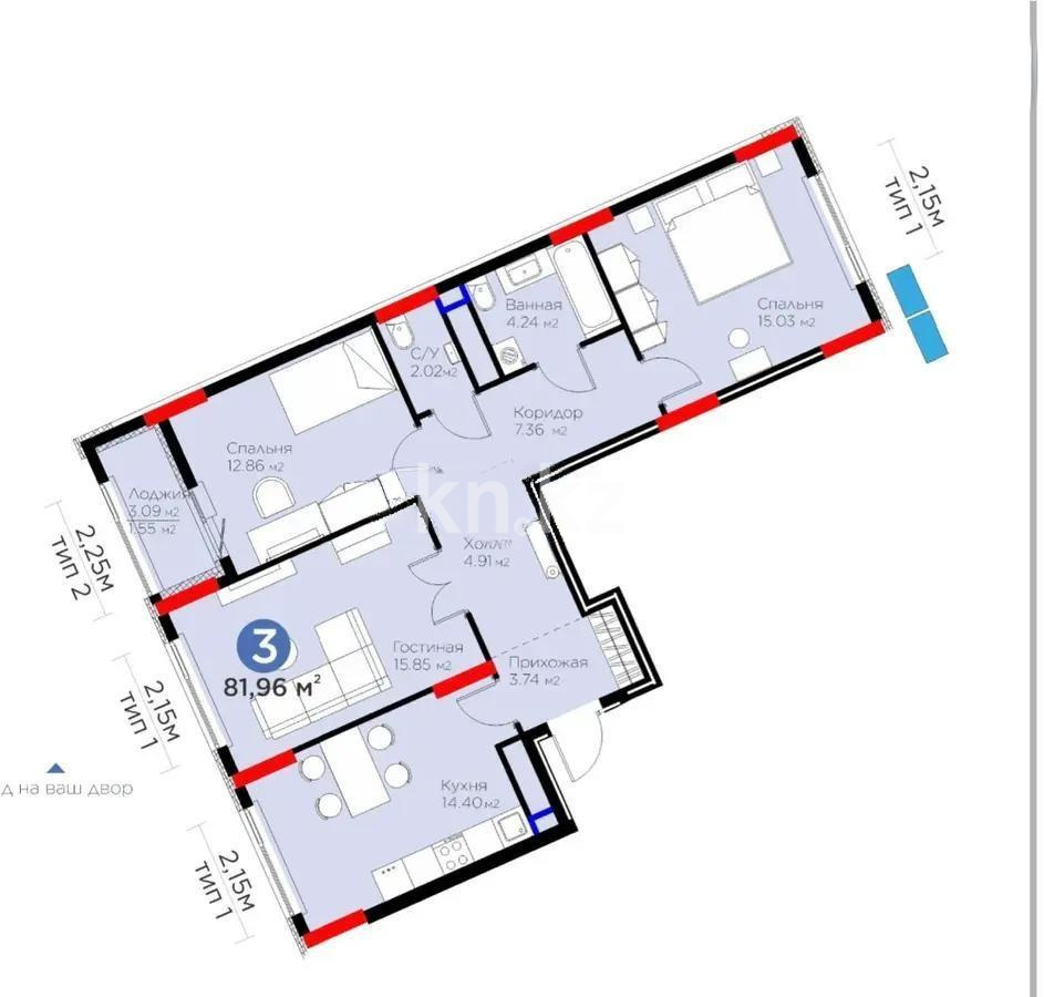 Продажа 3-комнатной квартиры, 82 м², ул. Бухар жырау, дом  33 - Продажа квартир в Астане без посредников с фото фото 1 из 1
