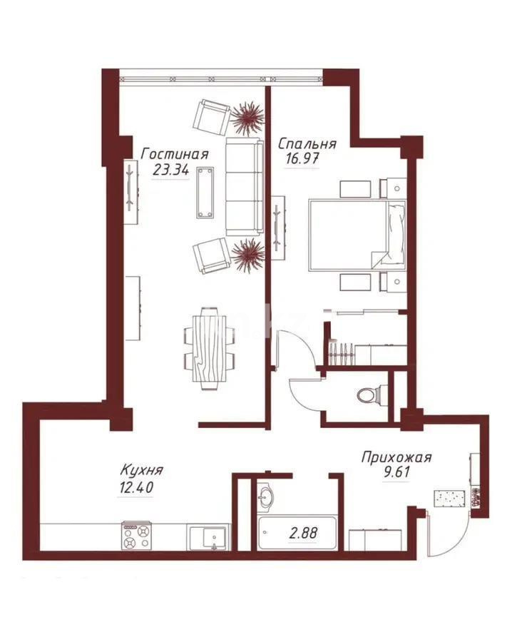 Продажа 2-комнатной квартиры, 70 м², ул. Илтипат, дом  45/1 - Продажа  двухкомнатных квартир в новостройках Алматы с фото фото 1 из 1