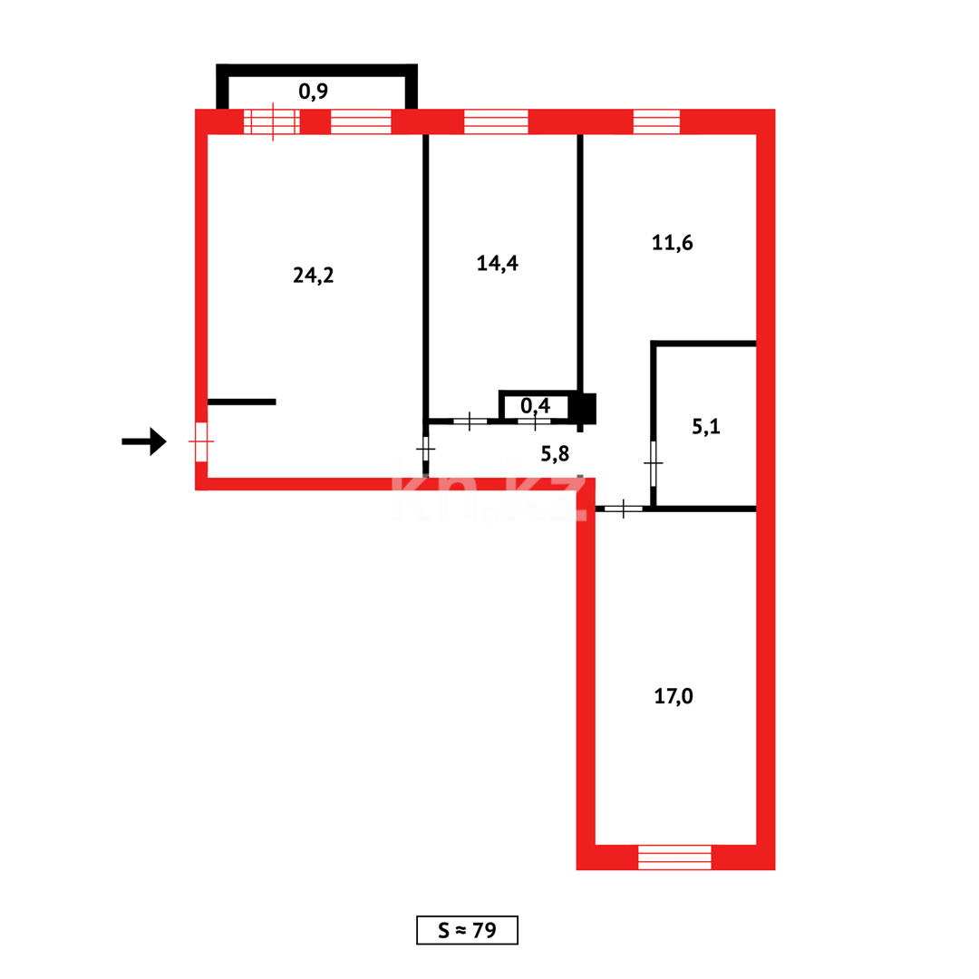 Продажа 3-комнатной квартиры, 79 м² - Недвижимость в Казахстане - страница 4 фото 18 из 18