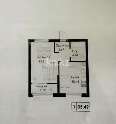 Продажа 2-комнатной квартиры, 36 м² - Продажа квартир в Алматы - страница 3 фото 1 из 1