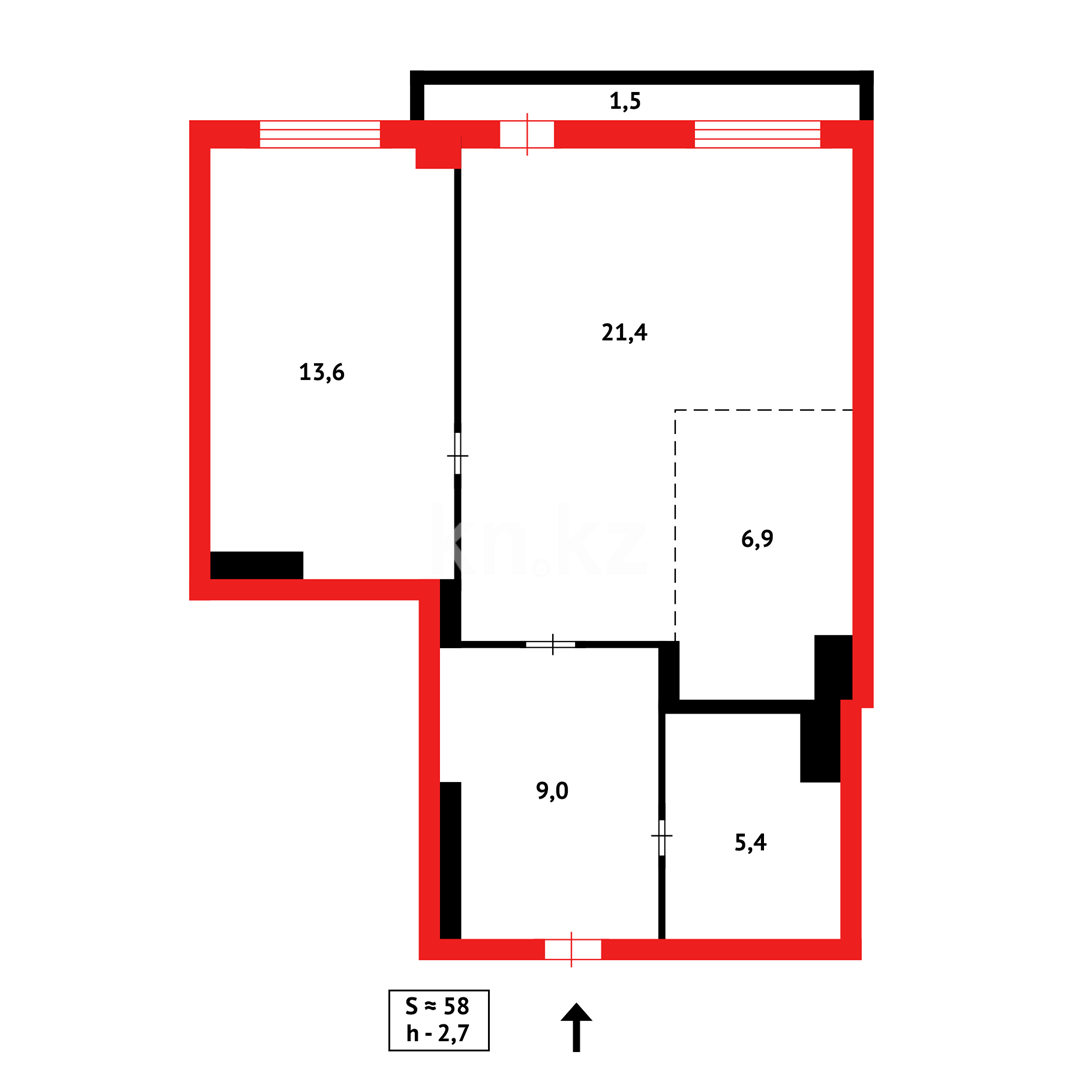 Продажа 2-комнатной квартиры, 58 м² в Астане - фото 5