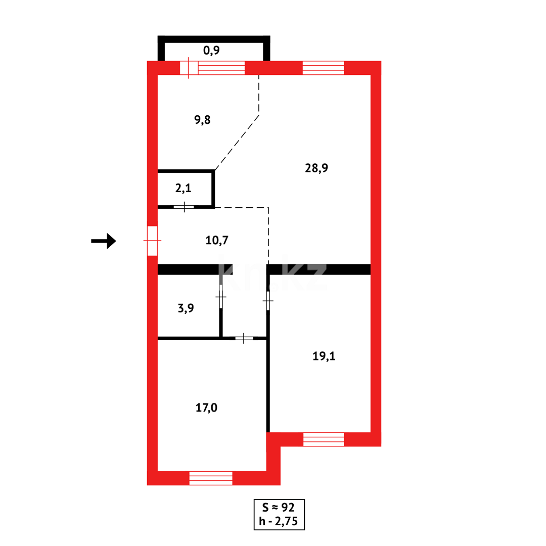 Продажа 3-комнатной квартиры, 92 м², пр. Момышулы в Астане - фото 15