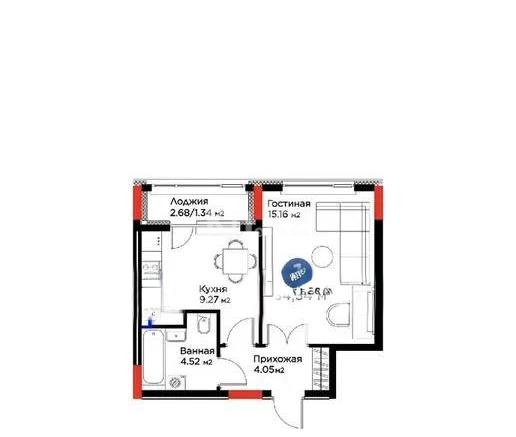 Продажа 1-комнатной квартиры, 34.34 м² в Астане