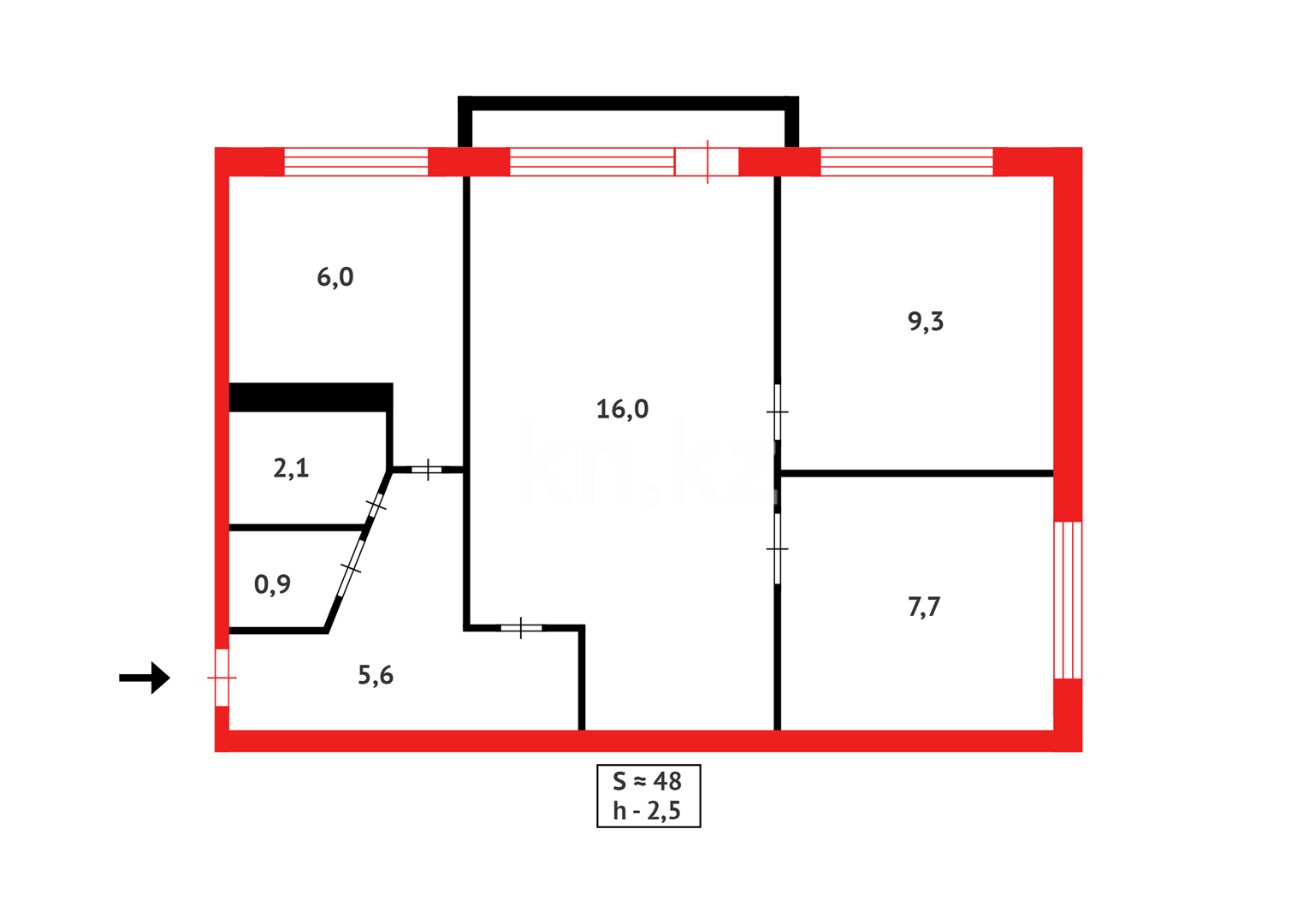 Продажа 3-комнатной квартиры, 48 м², мкр-н 15, дом  35 в Караганде - фото 10