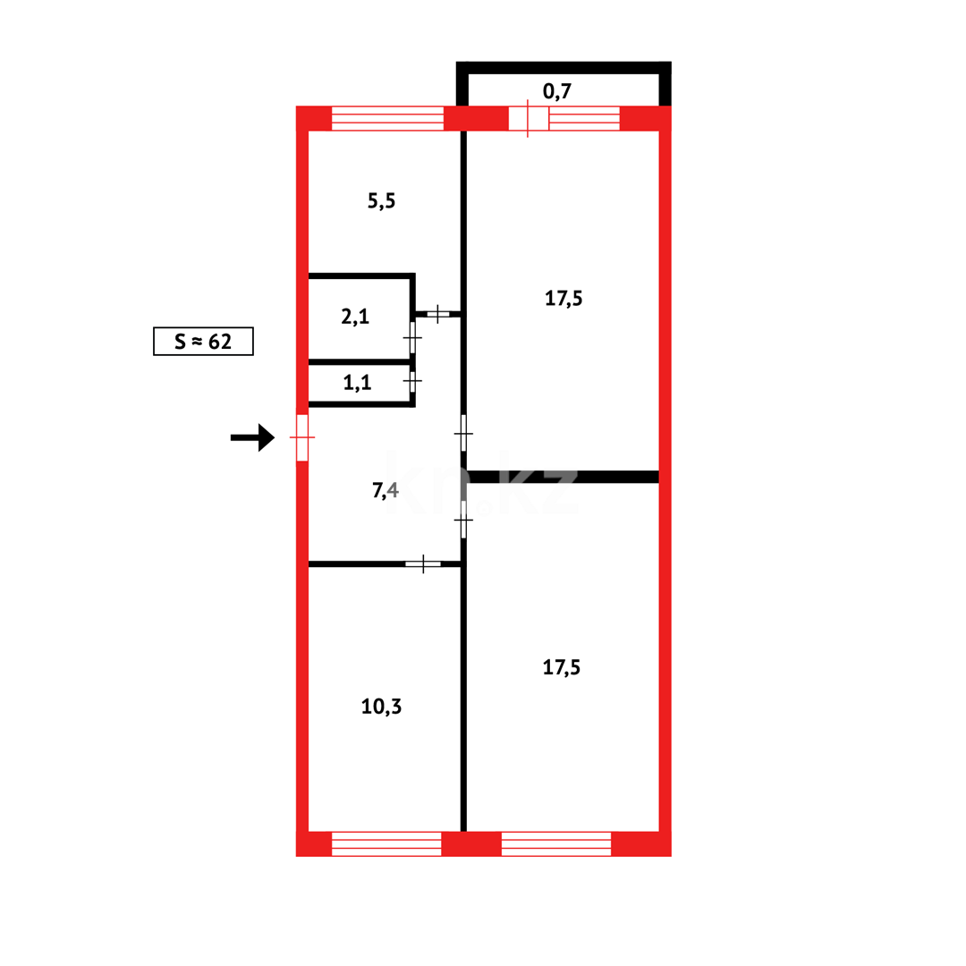 Продажа 3-комнатной квартиры, 62 м², мкр-н 16 в Караганде - фото 11