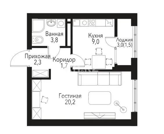 Продажа 1-комнатной квартиры, 38.5 м², пр. Рыскулова, дом  2б/2 в Алматы