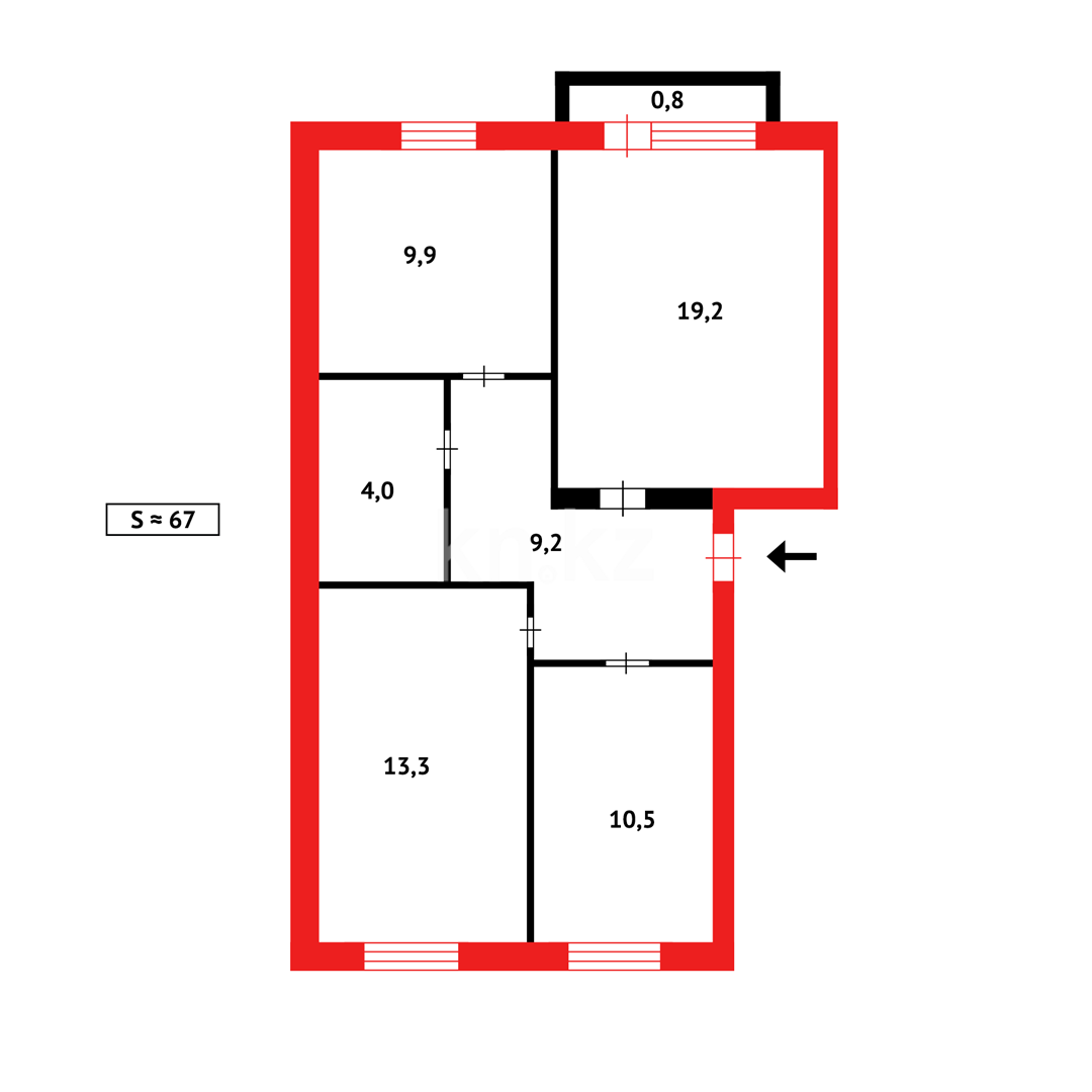 Продажа 3-комнатной квартиры, 66 м², ул. Абая в Темиртау - фото 13