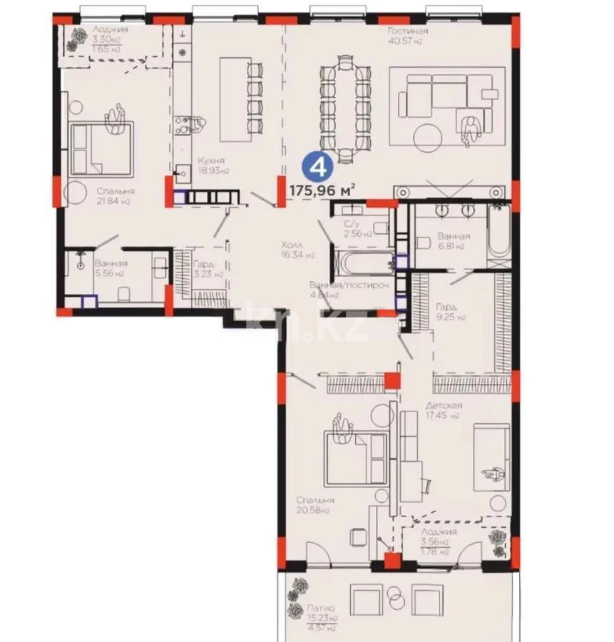 Продажа 4-комнатной квартиры, 176 м², пер. Тасшокы, дом  4 в Астане
