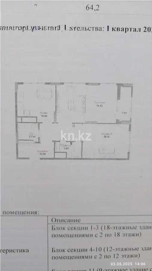 Продажа 2-комнатной квартиры, 64.2 м², ул. Сыганак, дом  4 стр - Продажа квартир в новостройках Астаны с фото фото 1 из 1