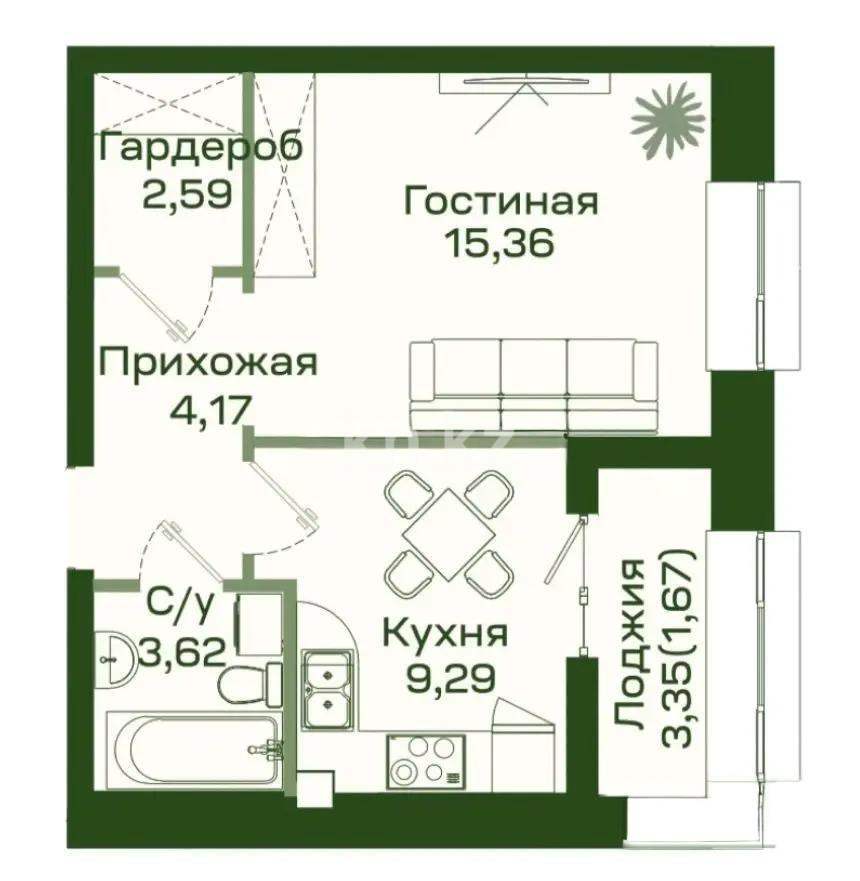 Продажа 1-комнатной квартиры, 38 м², пр. Улы Дала, дом  38 - Продажа  однокомнатных квартир в Астане без посредников фото 1 из 1