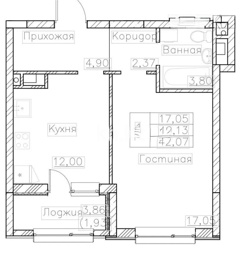 Продажа 1-комнатной квартиры, 42 м², ул. А-191, дом  4 - Продажа квартир в новостройках Астаны без посредников фото 1 из 1