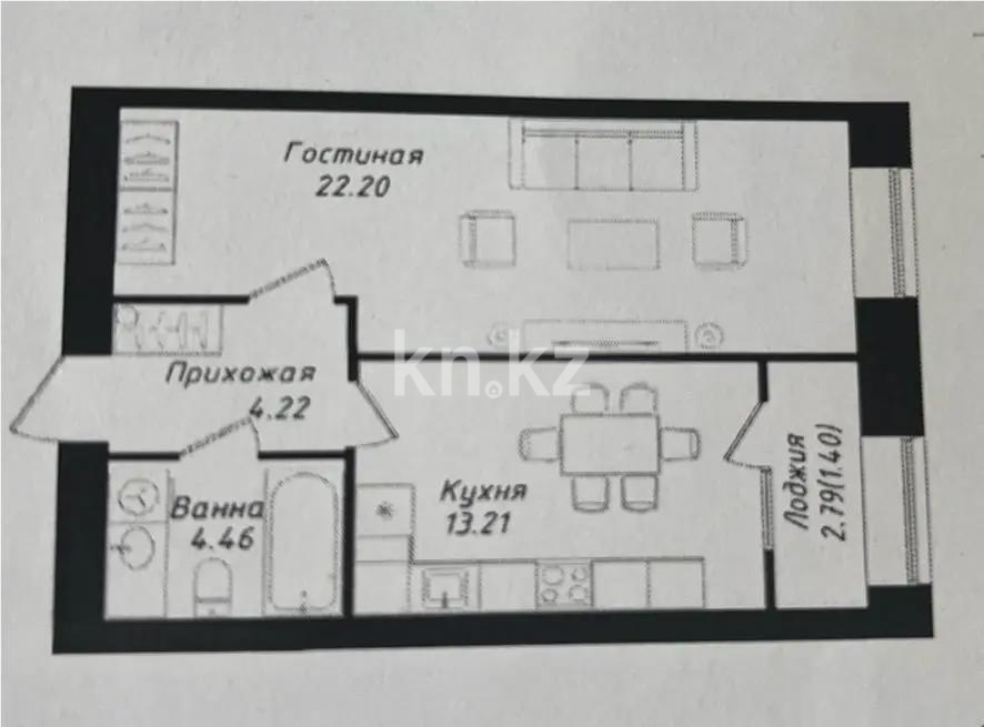 Продажа 1-комнатной квартиры, 45 м² в Астане