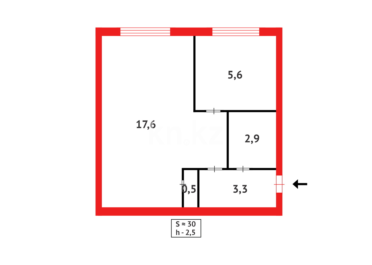 Продажа 1-комнатной квартиры, 30 м² - Продажа квартир в районе Город в Караганде фото 9 из 9