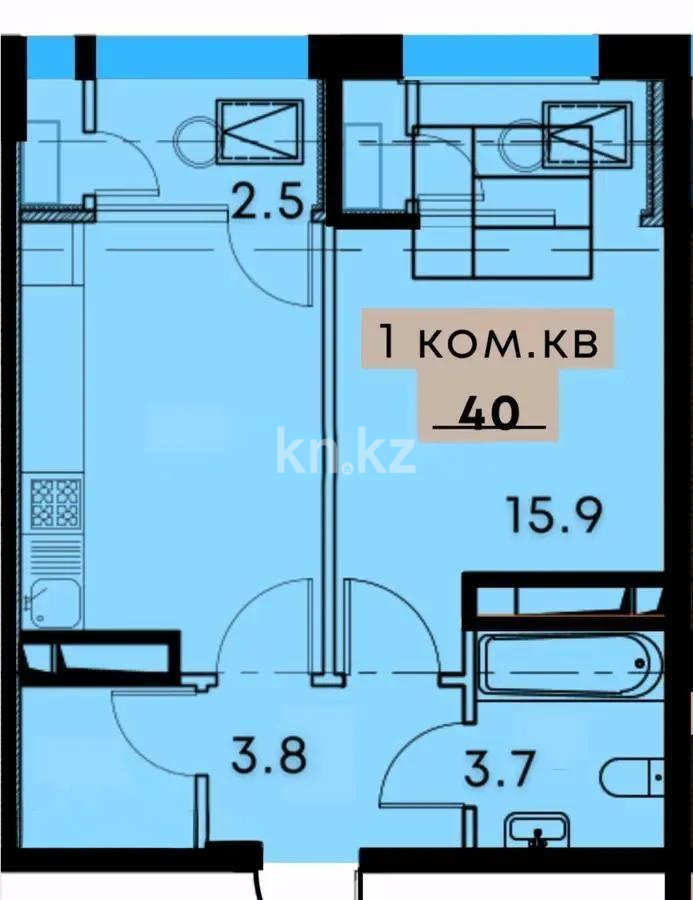 Продажа 1-комнатной квартиры, 40 м², ул. Сулейменова, дом  30 - Продажа квартир в Алматы фото 1 из 1