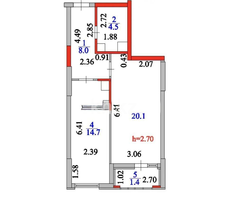 Продажа 1-комнатной квартиры, 48.7 м² в Астане