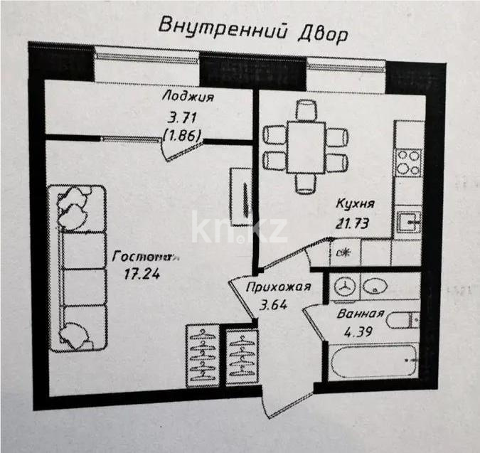 Продажа 1-комнатной квартиры, 38.86 м² - Продажа однокомнатных квартир от собственников в Астане фото 1 из 1