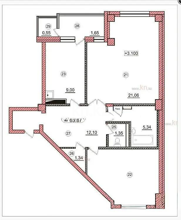 Продажа 2-комнатной квартиры, 66 м² - Недвижимость в Астане фото 4 из 4