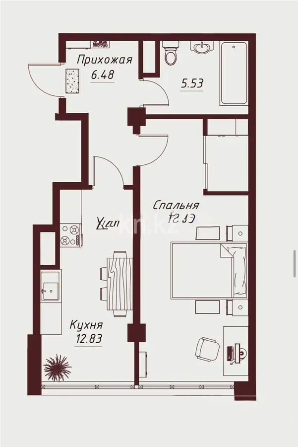Продажа 2-комнатной квартиры, 48.9 м², ул. Илтипат, дом  45/1 - Продажа квартир в Алматы фото 1 из 1