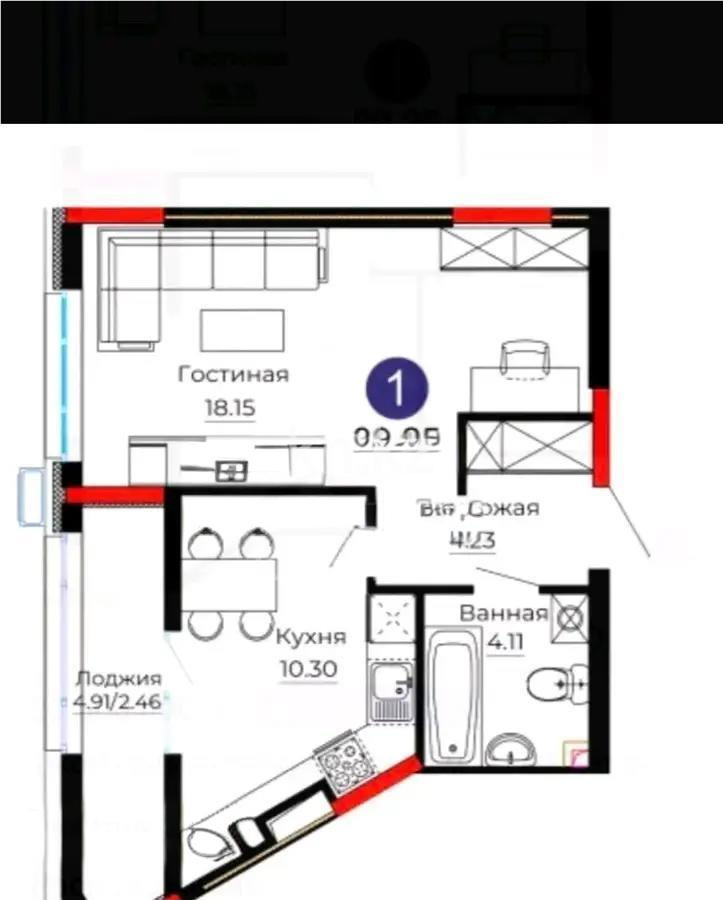 Продажа 1-комнатной квартиры, 40 м², ул. Серкебаева, дом  22 - Продажа квартир в новостройках Астаны фото 1 из 1