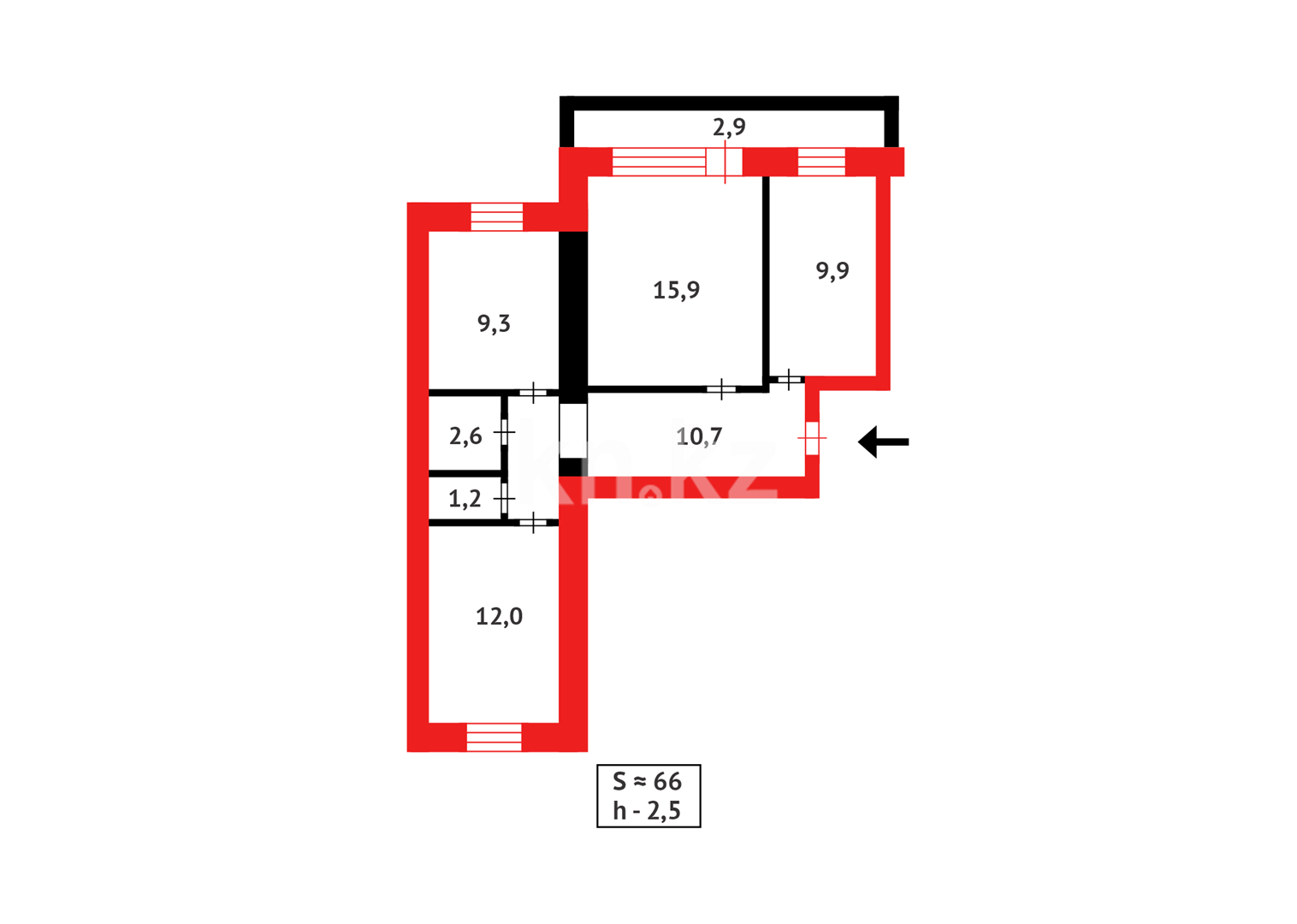 Продажа 3-комнатной квартиры, 64 м², мкр-н Орбита-1 - Продажа  трехкомнатных квартир в Караганде фото 15 из 15