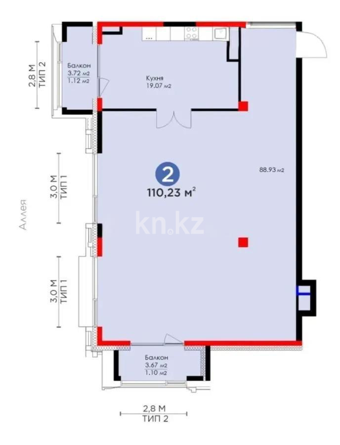 Продажа 3-комнатной квартиры, 112 м², мкр-н Мирас, дом  116 - Продажа  трехкомнатных квартир в новостройках Алматы фото 1 из 1