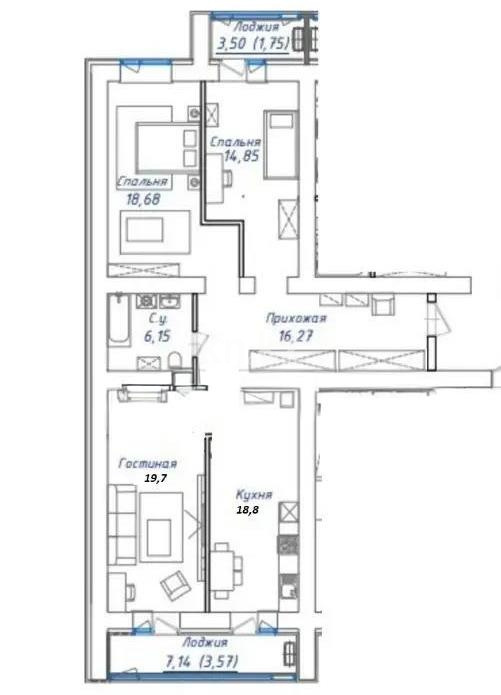 Продажа 3-комнатной квартиры, 100 м² в Астане