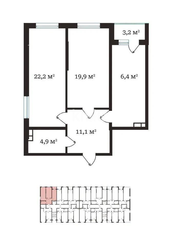 Продажа 2-комнатной квартиры, 77.6 м² в Алматы - фото 2